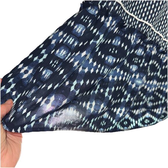 Lane Bryant 14/16 Blue White Batik Coastal Elastic Waist Tiered Boho Maxi Skirt - Picture 3 of 5